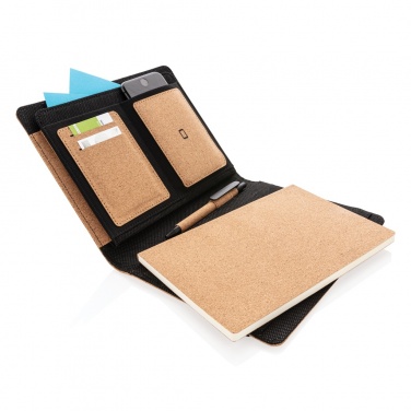 Logo trade business gifts image of: Deluxe cork portfolio A5 with pen
