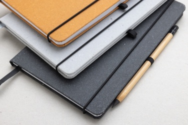 Logo trade promotional merchandise photo of: Recycled leather hardcover notebook A5