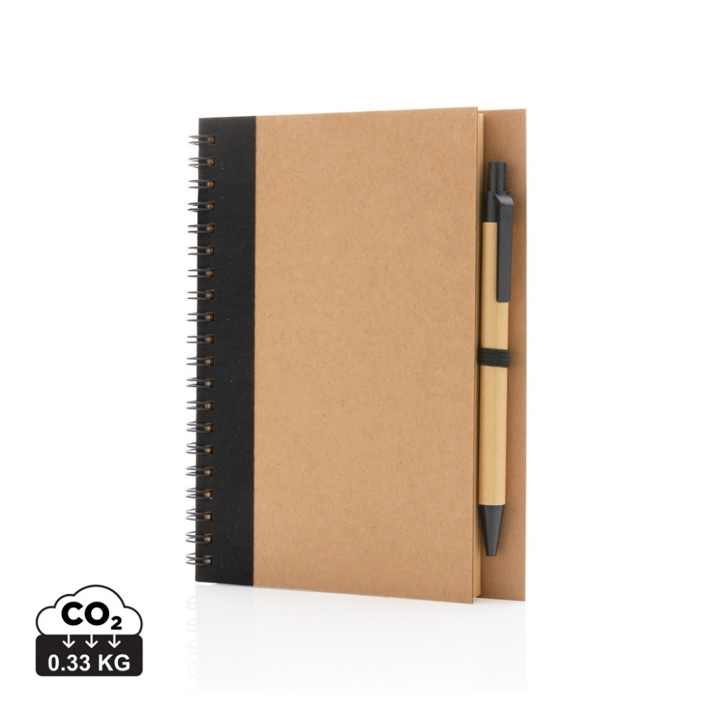 Logotrade promotional product picture of: Kraft spiral notebook with pen