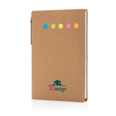 Logo trade promotional giveaways image of: Kraft sticky notes A6 booklet with pen