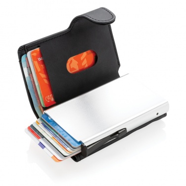 Logo trade promotional merchandise picture of: Standard aluminium RFID cardholder with PU wallet