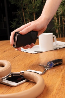 Logo trade promotional merchandise photo of: Standard aluminium RFID cardholder with PU wallet