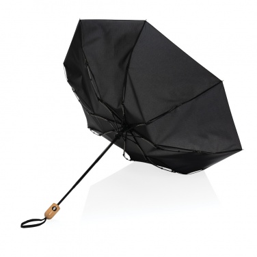 Logo trade business gift photo of: 21" Impact AWARE™ RPET 190T bamboo auto open/close umbrella