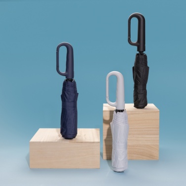Logo trade corporate gifts picture of: Yara 21" AWARE™ RPET solid colour umbrella with carabiner