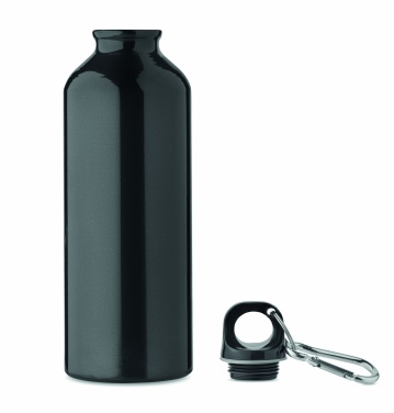 Logo trade promotional merchandise image of: 500 ml single-walled water bottle made of recycled aluminum with a carabiner