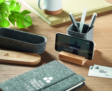 Logotrade promotional merchandise photo of: RPET felt pen pot phone stand