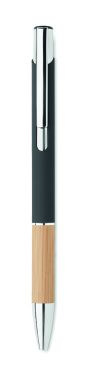 Logo trade promotional merchandise photo of: Ballpoint pen made of aluminum with a bamboo grip