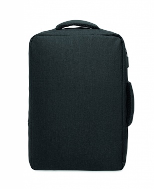 Logotrade advertising products photo of: A safe 15-inch laptop backpack made of 300D RPET with a 210D RPET lining and customizable printing.