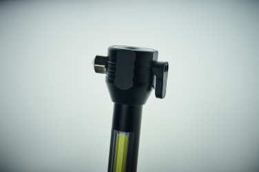 Logo trade business gifts image of: 3-in-1 aluminum flashlight with an emergency hammer and seatbelt cutter, customizable with printing