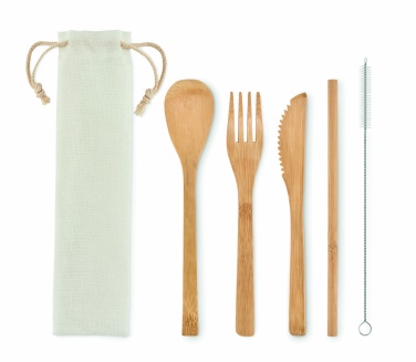 Logo trade advertising product photo of: Bamboo cutlery with straw