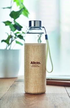 Logo trade business gifts image of: Glass bottle in pouch 500ml
