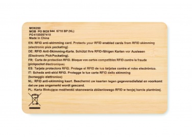 Logo trade promotional items image of: RFID card in bamboo material
