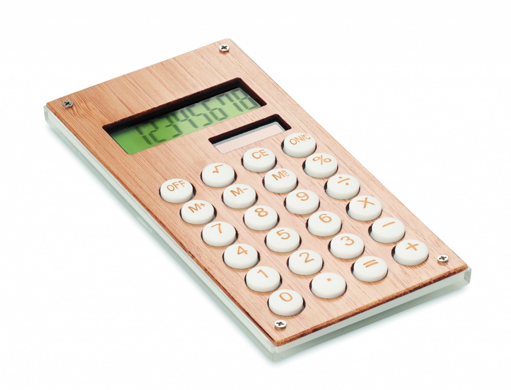 Logo trade promotional merchandise photo of: 8 digit bamboo calculator