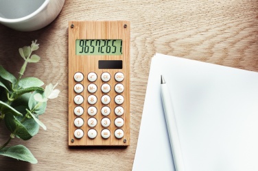 Logo trade promotional giveaways picture of: 8 digit bamboo calculator