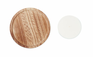 Logo trade promotional giveaways picture of: Candle on round wooden base