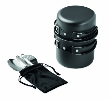Logo trade promotional products image of: 2 camping pots with cutlery
