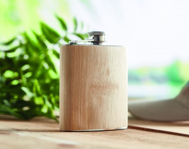 Logotrade promotional products photo of: Bamboo slim hip flask 170ml