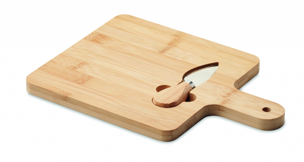 Logo trade advertising product photo of: Cheese board set in bamboo Bremen