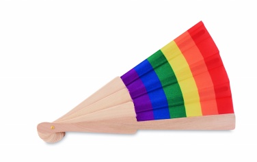 Logo trade corporate gifts image of: Rainbow wooden hand fan