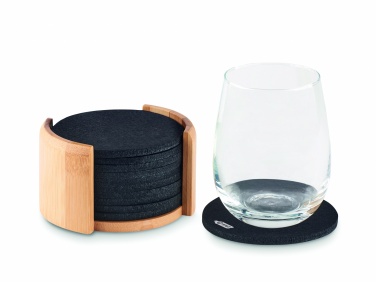 Logo trade promotional giveaways picture of: RPET coasters in bamboo holder