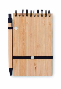 Logo trade promotional merchandise photo of: A6 bamboo notepad with pen SONORABAM