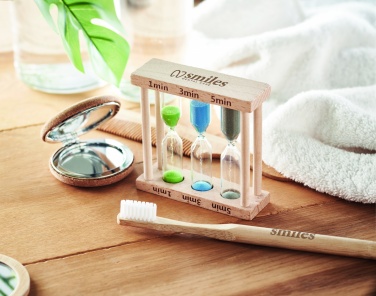 Logo trade promotional merchandise picture of: Set of 3 wooden sand timer