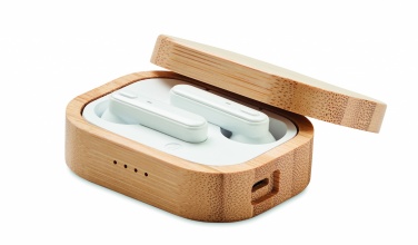 Logo trade business gift photo of: TWS earbuds in bamboo case