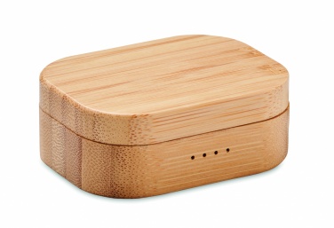Logo trade promotional giveaways image of: TWS earbuds in bamboo case
