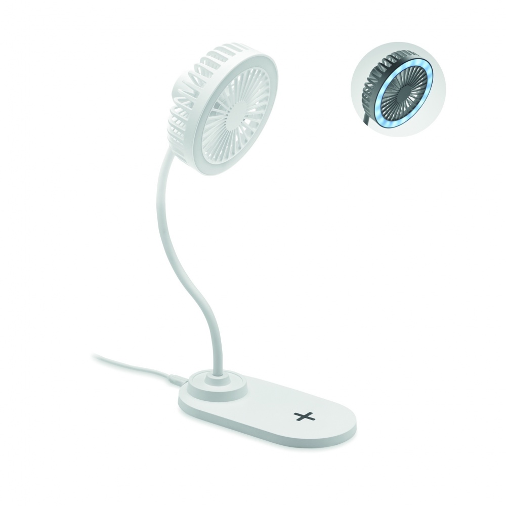 Logo trade promotional merchandise photo of: Desktop charger fan with light