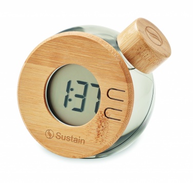 Logo trade promotional giveaways image of: Water powered bamboo LCD clock
