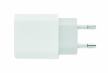 Logo trade promotional giveaways picture of: 18W 2 port USB charger EU plug