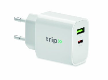 Logotrade corporate gift picture of: 18W 2 port USB charger EU plug