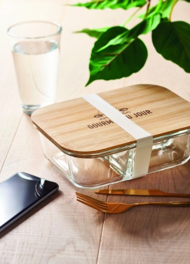 Logo trade corporate gift photo of: Glass lunch box with bamboo lid