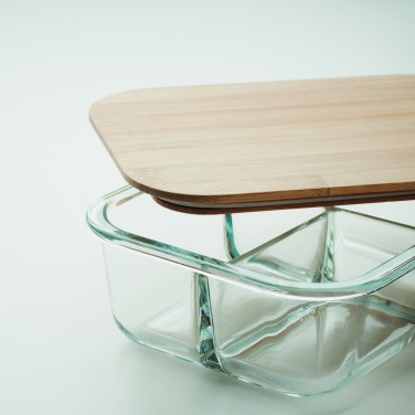 Logo trade promotional giveaways picture of: Glass lunch box with bamboo lid