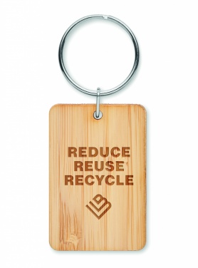 Logotrade promotional gift image of: Rectangular bamboo key ring Riihimäki