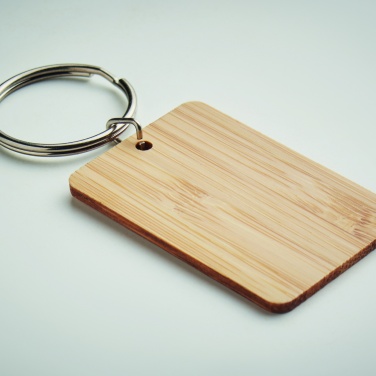 Logotrade promotional item image of: Rectangular bamboo key ring Riihimäki