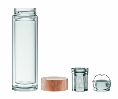 Logo trade promotional item photo of: Double wall glass bottle 400ml München