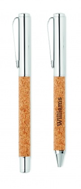 Logo trade promotional merchandise picture of: Metal Ball pen set in cork box