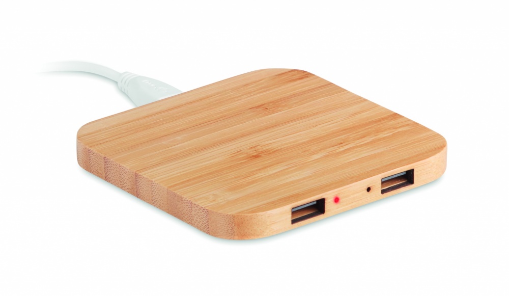 Logo trade promotional giveaways picture of: Bamboo wireless charge pad 5W
