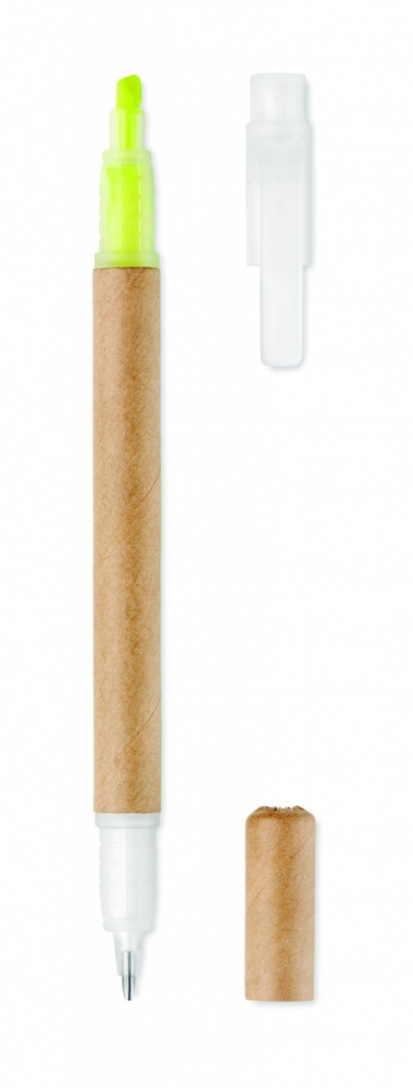 Logo trade promotional giveaways picture of: 2 in 1 carton pen highlighter