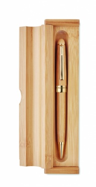 Logo trade promotional gifts image of: Bamboo twist-action ballpoint pen in a box
