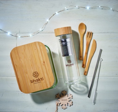 Logo trade corporate gifts image of: Glass lunchbox with bamboo lid