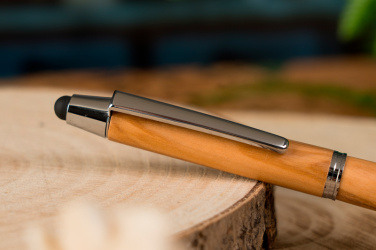 Logo trade advertising products image of: Wooden ballpen with touch function ERFURT