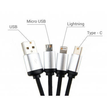 Logotrade business gift image of: 3in1 cable with enlighted logo for engraving, RXD-368