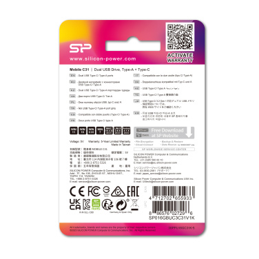 Logotrade corporate gift picture of: Pendrive USB/type - C Silicon Power Mobile C31 3.0 OTG