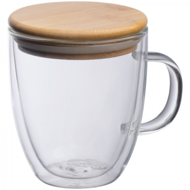 Logo trade promotional merchandise image of: Double-walled glass cup GERTHE 350 ml