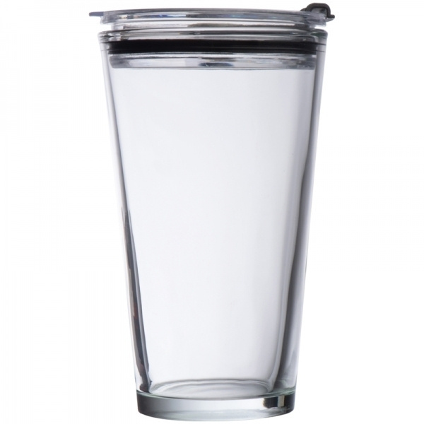 Logo trade business gift photo of: Glass mug with lid WATTENSCHEID 400 ml