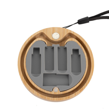 Logo trade promotional merchandise photo of: 4in1 cable in wooden case, LH-ZM01