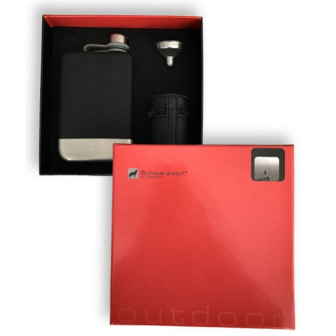 Logo trade advertising product photo of: Hip flask set TAHAT Schwarzwolf