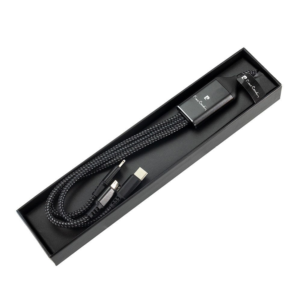 Logo trade advertising products image of: 3 in 1 cable with elighted logo Pierre Cardin